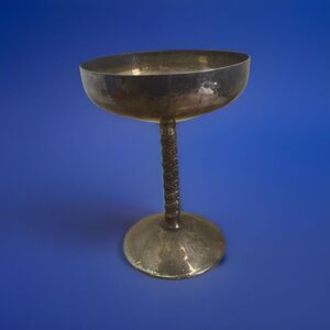 VINTAGE ALFONSO LARA SILVER PLATED GRAPE STEM CHAMPAGNE FOOTED GOBLET FROM SPAIN